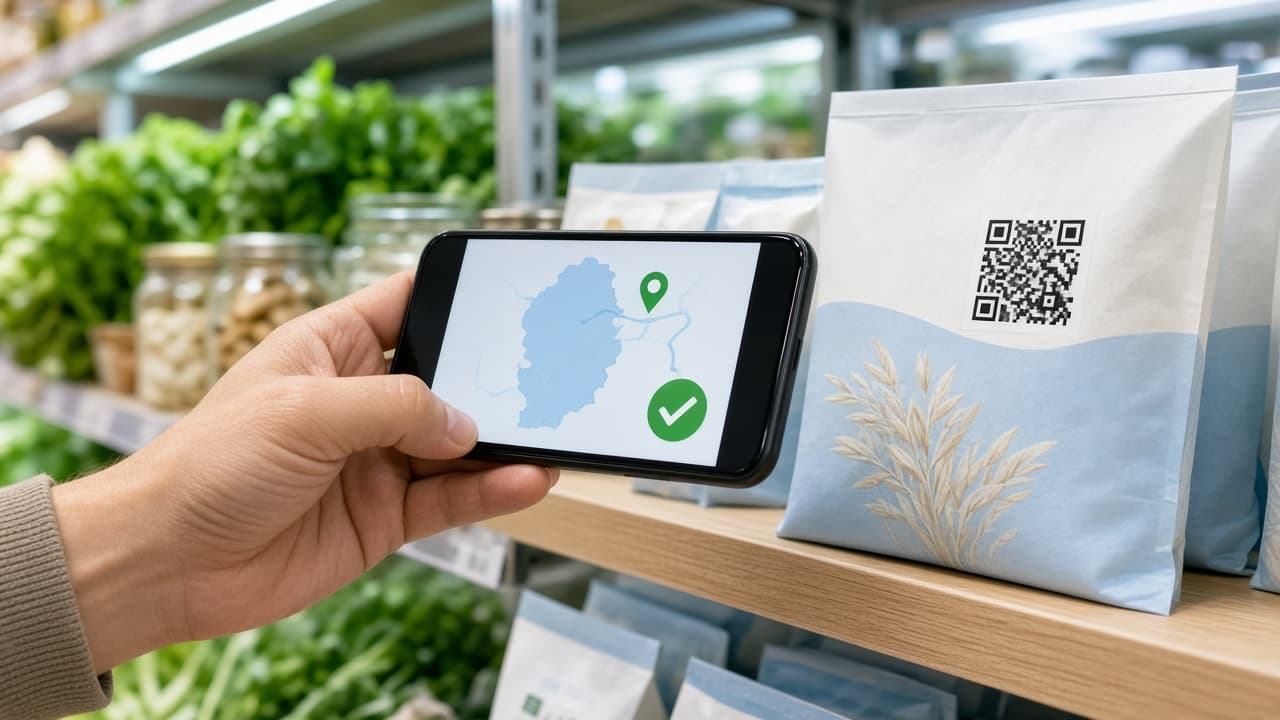 Consumidor escaneia QR Code na embalagem e vê origem do lote no celular